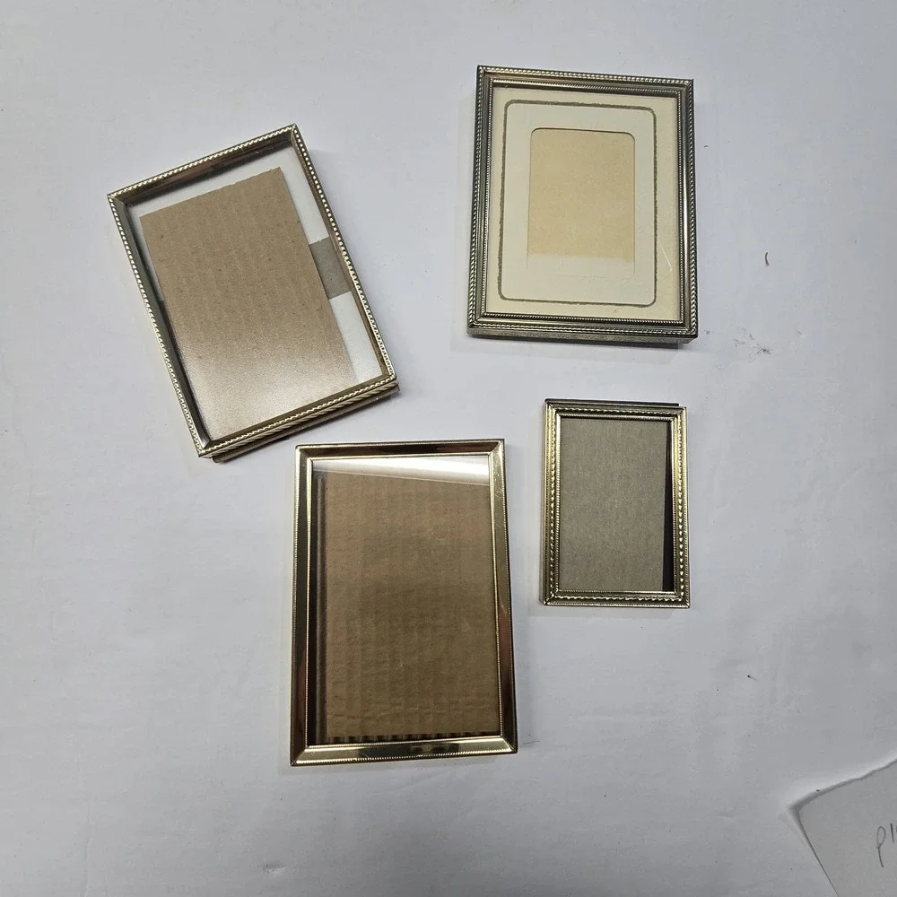 Vintage Set Of 4 Ornate Gold Metal Picture Photo Frames Easel Back Various Sizes